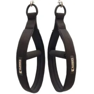 ELEMENTS Pilates Loop and Roll straps in black neoprene with rope connectionss